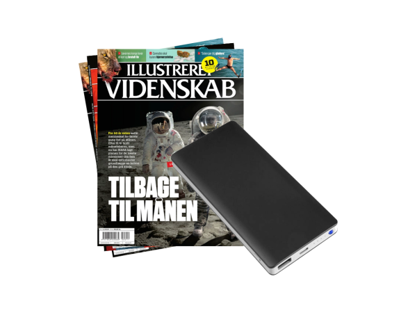 Powerbank og 2 numre af Illustreret Videnskab
