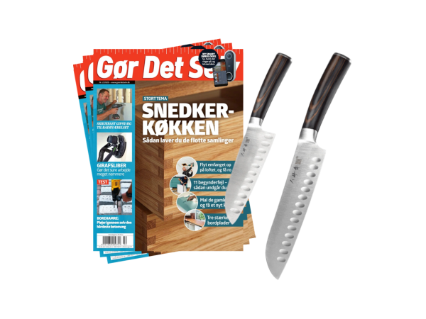 Santoku-knivsæt fra Hasaki og 2 numre af Gør Det Selv